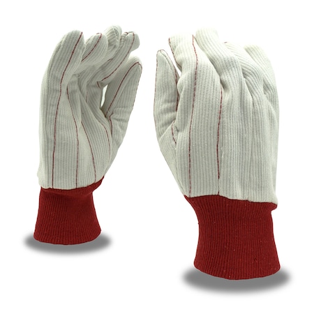 Cordova CORDED DOUBLE PALM, NAP-IN, NATURAL, RED KNIT WRIST GLOVES, 12PK 2435CDR